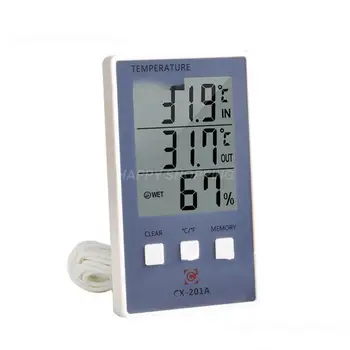 Цифровой термометр Гигрометр Измеритель влажности температуры в помещении и на улице C / F ЖК-дисплей Датчик температуры Зонд Метеостанция