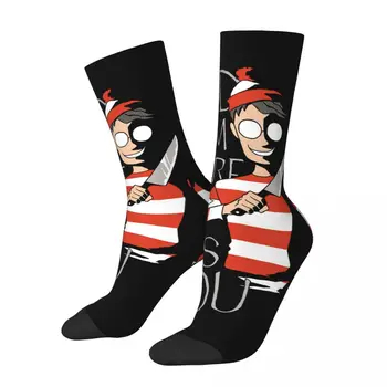Винтажные, прячущиеся в темноте мужские компрессионные носки Crazy Унисекс Where's Wally Waldo Harajuku Бесшовная новинка Happy Crew Sock