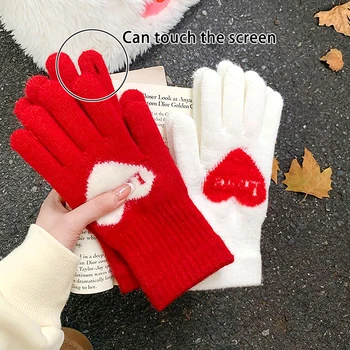 Перчатки с открытыми пальцами для женщин зимой Однотонные универсальные студенческие длинные трикотажные пары с пятью пальцами для мужчин с раздельными пальцами