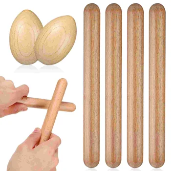 1 Набор детских деревянных музыкальных ударных инструментов, ритм-палочки и шейкеры для яиц
