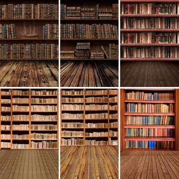 Laeacco, Старые книжные полки, Старинные книги, Фоны для фотосъемки на деревянном полу, Индивидуальные фотографические фоны для фотостудии