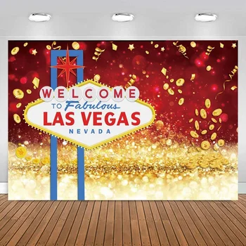 Фон вечеринки в Лас-Вегасе Добро пожаловать в казино Лас-Вегаса, ночной покер, фон для фотосъемки, украшение баннера на день рождения, Детский душ.