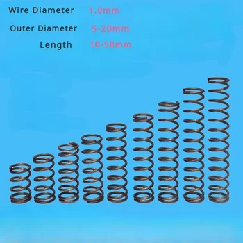 5шт пружинная стальная пружинная проволока Диаметром 1,0 мм, наружный диаметр 5-20 мм, длина 10-50 мм