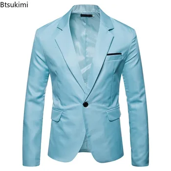 2024 Мужские Официальные Пиджаки Slim Fit Solid Blazer Coars Мужские Деловые Вечерние Клубные Повседневные Костюмы для Мужчин, Блейзер на одной пуговице, Костюмы