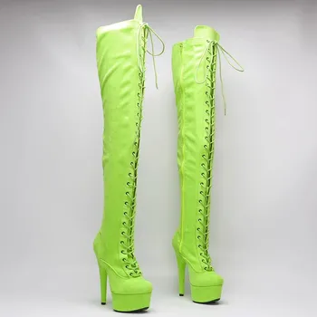 LAIJIANJINXIA/ Новые Женские Вечерние ботинки с искусственным верхом 15 см/6 дюймов на платформе и высоком каблуке, Современные ботинки для танцев на шесте 057