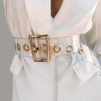 Широкие Прозрачные Дизайнерские ремни из ПВХ Для женщин Высокого качества Женское Белое Прозрачное Белое платье Пояс Корсет Пояс Джинсовый Аксессуар