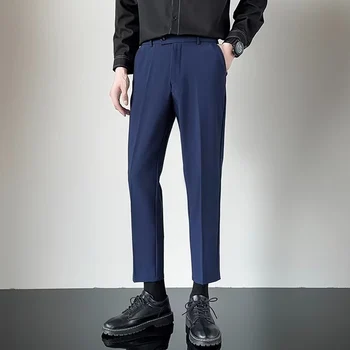 Высококачественные деловые облегающие мужские костюмные брюки Four Seasons, официальные офисные мужские брюки, Классические повседневные панталоны, домашняя уличная одежда