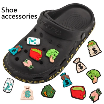 Денежные брелоки для обуви Croc Clog Sandals Браслеты Браслеты Долларовые купюры Croc Charms для детей и взрослых Подарки для вечеринок 1ШТ