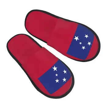 Флаг Независимого государства Самоа Женские мужские тапочки, пушистые зимние теплые тапочки, домашние тапочки