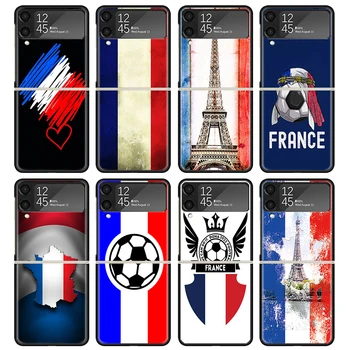 Флаг Франции Черный Чехол Для Телефона Samsung ZFlip5 ZFlip4 ZFlip3 5G Жесткий ПК Защитный Galaxy Z Flip 3 4 5 Откидная Крышка