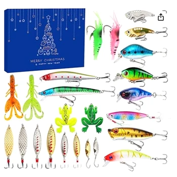 Рождественский сюрприз для рыболовов, набор рыболовных приманок, Рождественский адвент-календарь