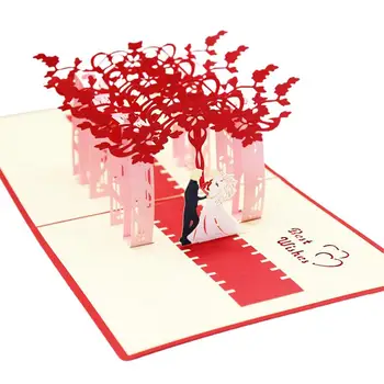 Всплывающие праздничные открытки Юбилейная открытка с цветами сакуры Креативная Романтическая подарочная карта Всплывающая открытка На День Святого Валентина
