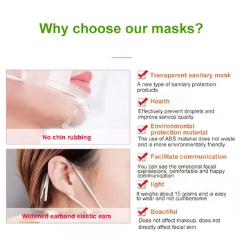 Ресторанная маска для рта Sheild Прозрачная маска для лица унисекс, Многоразовая Пластиковая маска для рта для шеф-повара отеля, маска