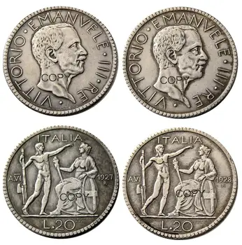 Италия 20 лир 1927 или 1928 R 2 шт. Монеты-копии с серебряным покрытием