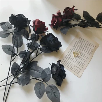 Украшение из искусственных цветов в стиле ретро Темной розы на День Святого Валентина, украшение рабочего стола из искусственных цветов, Букет роз, украшение INS