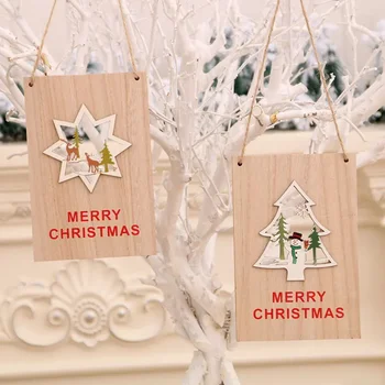 Рождественская деревянная дверь, Подвесная Рождественская открытка торгового центра, Рождественские Украшения, Дверная бирка, Подвеска
