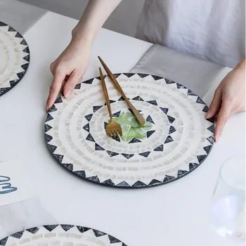 Легкая Роскошная салфетка для круглого стола в стиле ретро, термоматрик из натуральной оболочки, оригинальный декоративный коврик для тарелок западной кухни