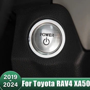 Автомобильный Двигатель Кнопка Запуска-Остановки В Один Клик Кольцевые Крышки Круглого Чехла Для Toyota RAV4 XA50 2019 2020 2021 2022 2023 2024 RAV 4 Hybrid