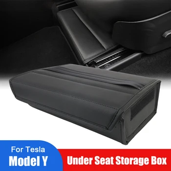 Кожаные Автоаксессуары Складной органайзер для передних и задних сидений Ящик для хранения под сиденьем автомобиля для Tesla Model Y