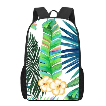 Рюкзак с принтом листьев тропического леса в стиле ретро для мальчиков и девочек, рюкзак для ноутбука для подростков, Детская сумка для книг, повседневная сумка через плечо, рюкзак для путешествий