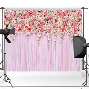 3D розовые цветочные листья занавесочные фоны из полиэстеровой или виниловой ткани Высококачественная компьютерная печать свадебного фона