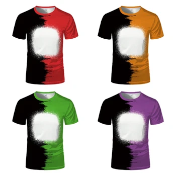 Сублимационные пустые цветные футболки с отбеливателем Tye Dye, футболки в стиле пэчворк, футболки из полиэстера с коротким рукавом для фото ЛОГОТИПА DIY