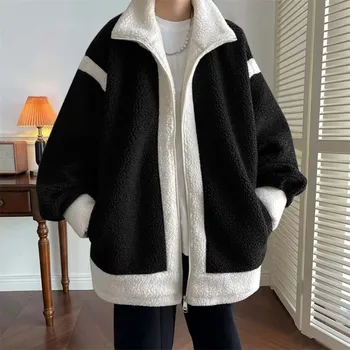 Осень-зима, Короткая куртка с отложным воротником на молнии в винтажном стиле, женская верхняя одежда из овечьего флиса в стиле ретро, Модное пальто в стиле пэчворк