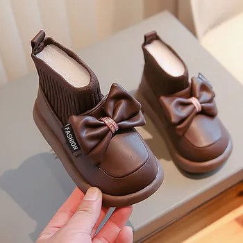 Осенне-зимние детские ботинки, теплые ботинки для мальчиков и маленьких девочек, модная детская повседневная обувь Clith, Кожаные ботинки для мальчиков и девочек для детей