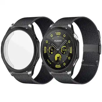 Металлический браслет для Huawei Watch GT 4 41 мм 46 мм Смарт-часы Ремешок для huawei watch gt 4 Полный Охват Защитный Чехол рамка