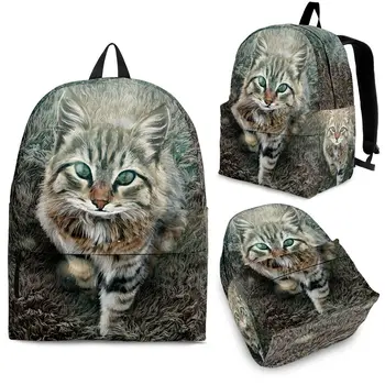 Брендовый рюкзак YIKELUO с милой текстурой животного и 3D принтом кота, Удобный Регулируемый плечевой ремень, Студенческая сумка для учебников, Подарки