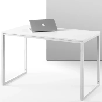 47-дюймовый письменный стол с белой рамой, белый, для открытого хранения, прочный, изготовлен из толстой столешницы из цельной стали, 47,00x24,00x29,00 дюймов