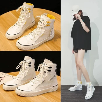 2021, Женские сетчатые кроссовки, Летние парусиновые белые кроссовки на шнуровке, женская обувь на платформе, Дышащая Повседневная женская спортивная обувь