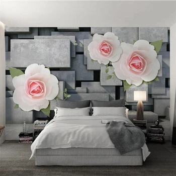 wellyu papel de parede Обои на заказ Цементная 3d стена цветок розы большой фон стены обои для стен трехмерная лента