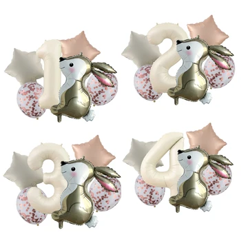 Пасхальный Кролик, воздушный шар с мультяшным кроликом, 32-дюймовые воздушные шары с кремовым номером, Звезды из фольги, Глобусы, Украшение для вечеринки по случаю дня рождения, Детский Душ