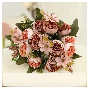 Свадебные Цветы-имитация невесты, шелковые розы, маленький букет ромашек, украшение зала, искусственная оранжевая роза, искусственный цветок.