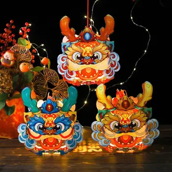 Светодиодные Красочные Традиционные китайские Бумажные Фонарики с драконами Ручной Фонарь Diy Handmade Kit Украшение вечеринки На Новый 2024 год