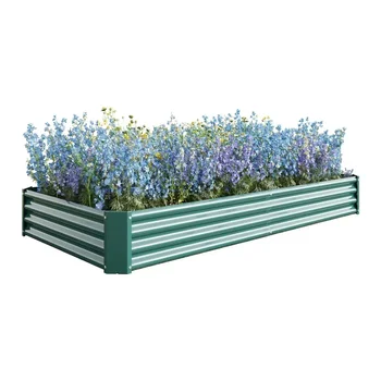 Комплект для садовой грядки с приподнятым верхом - Садовый открытый ящик для овощей - 7,6 x 3,7 фута - Зеленые садовые принадлежности