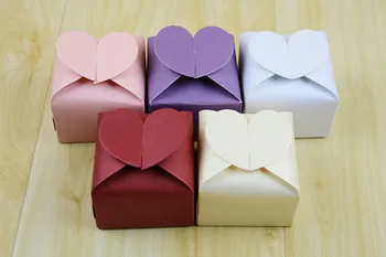 100 шт. Оптом, горячая распродажа, цвета: Коробка конфет Love Heart, Розовый, фиолетовый, Белый, красный, Подарочные коробки для конфет на свадьбу
