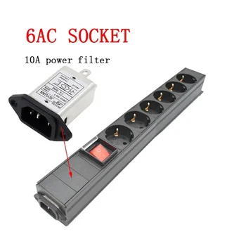 Сетевой шкаф PDU power strip rack EU socket 6AC с фильтром 10a двойной выключатель беспроводной или 2-метровой удлинительной кабельной розетки