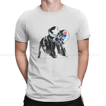 Белая футболка в стиле хип-хоп, повседневная футболка Daft Punk из полиэстера, горячая распродажа, футболка для мужчин и женщин