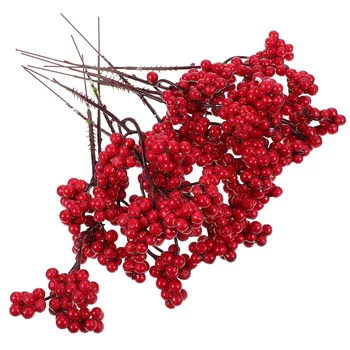 Ягодное Рождество, Красные ягоды, искусственные стебли, декор из веток, имитация ветвей дерева, украшения из падуба, Искусственная подборка, искусственный цветок.