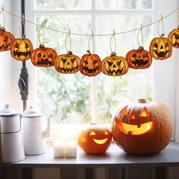 9шт Подвеска в виде тыквы на Хэллоуин, Реалистичный 3D визуальный эффект, украшение на Хэллоуин, Создающее Праздничную атмосферу, Елочные украшения.