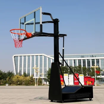 Регулируемая По Высоте Портативная Складная Черная Баскетбольная Подставка С Каркасом Для Баскетбольного Мяча Для Игр С Обручем В помещении И На Открытом Воздухе Спортивное Оборудование