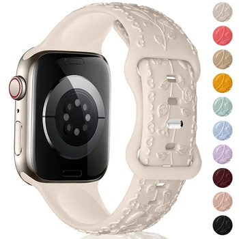 Ремешок с гравировкой Для Apple Watch Band 44мм 40мм 45мм 49мм 41мм 38мм 42мм силиконовый браслет iwatch series 9 7 se 3 6 8 ultra 2