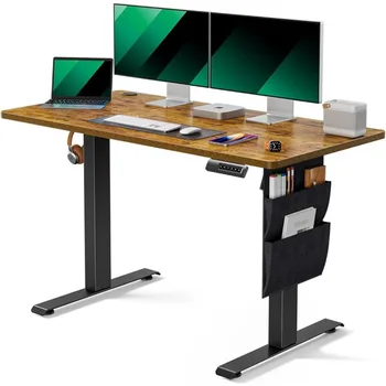 Электрический письменный стол с сумкой для хранения Письменный стол с регулируемой высотой 48x24 дюйма Компьютерные столы для чтения Игровой Офис