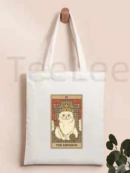 Винтажная сумка-тоут с рисунком Кота Таро, Женская сумка для покупок в стиле Харадзюку, Женская сумка для покупок на плечо, Женская холщовая сумка bolsa feminina