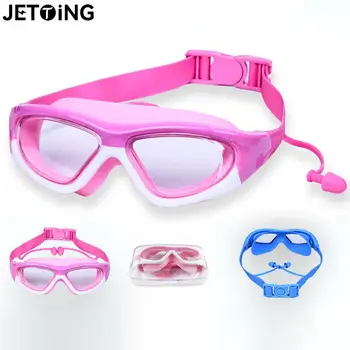 Детские очки для плавания, для детей от 3 до 14 лет, Очки для бассейна с широким обзором, противотуманные, защищающие от ультрафиолета, с берушами, для занятий спортом на открытом воздухе, Очки для дайвинга