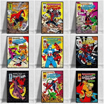 Красочные граффити на стенах, супергерой комиксов Marvel Мстители, холст, картина, аниме-плакат, картинки для украшения детской комнаты