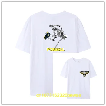 Удивительные футболки для мужчин, футболка Powell-Peralta Skateboard Bones, двусторонняя футболка оверсайз, мужская футболка