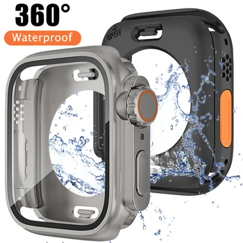 Новое Обновление Стекла + Чехол Для Apple Watch 8 7 45 мм 41 мм Водонепроницаемый Защитный бампер Для iWatch 6 5 4 44 мм 40 мм Полное Покрытие